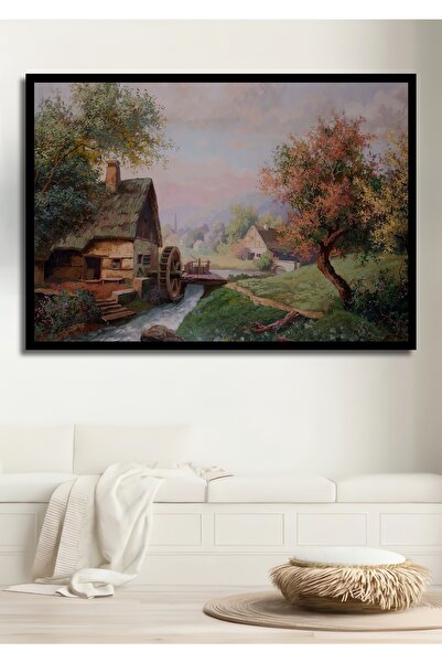 Teona Ahşap Dekoratif Yatay Yel Değirmeni Sanat Duvar Tablo Ahşap Dikdörtgen ...