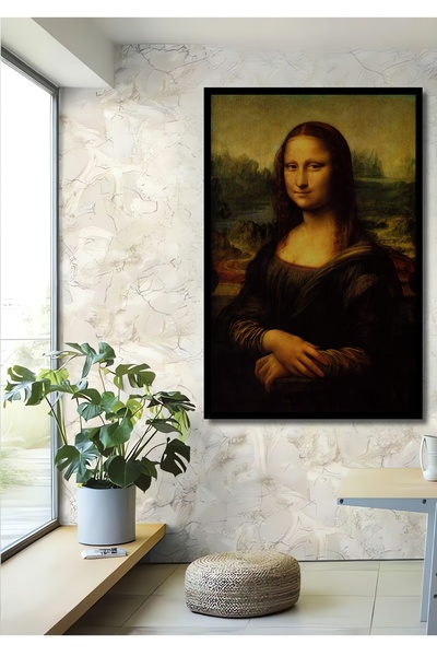 Teona Ahşap Dekoratif Dikey Mona Lisa Karartma Duvar Tablo Ahşap Dikdörtgen Tablo