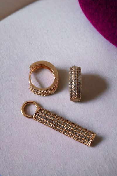 ESMERAY STEEL Luxury Hoop Stick Earrings - Superior Steel Xuping