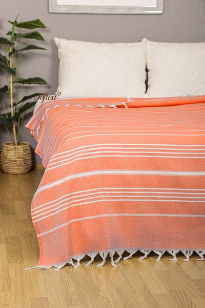 Softest 200x240 Cm Sultan Double Summer Pike - Fringed Bed and Sofa Cover, Thin Pestemal Pike
