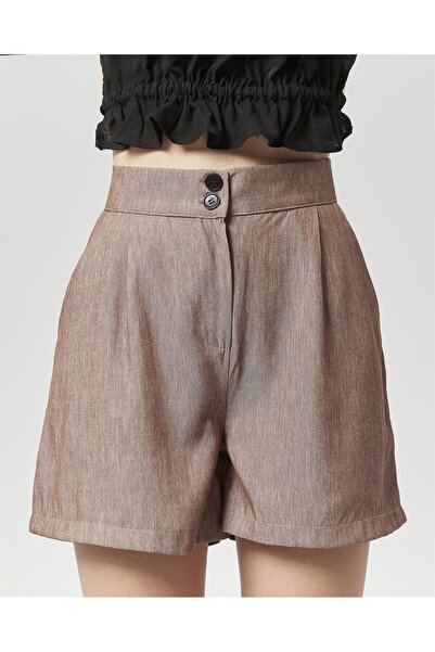 Nuseel High Waist Bermuda Shorts - Atlantis Fabric, Brown