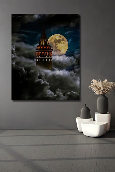 Teona Ahşap Dekoratif Dikey Gökteki Kule Duvar Tablo Ahşap Dikdörtgen Tablo