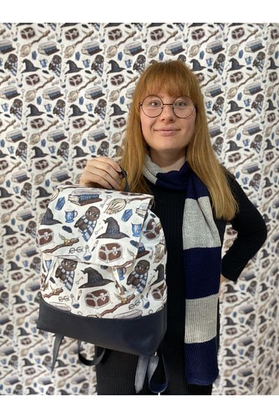TALKING DREAMS Navy Blue Backpack with Owl Pattern