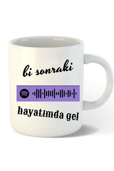 Hediyexpres Spotifys White Mug with Song Code and Ezhel Design