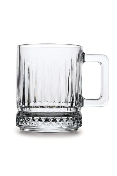 Paşabahçe Elysia 8 Piece Tea Glass, Mug and Snack Bowl Set with Handle