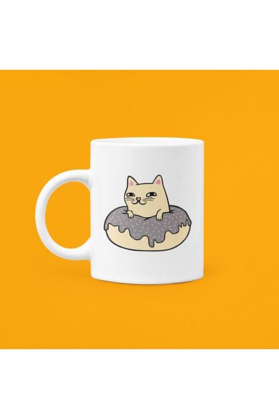 UUR STORE Donut Cat Printed Mug