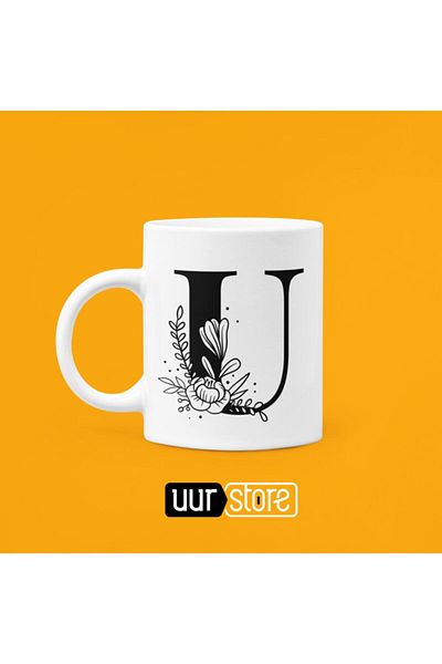 UUR STORE Letter U Printed Porcelain Mug 330ml