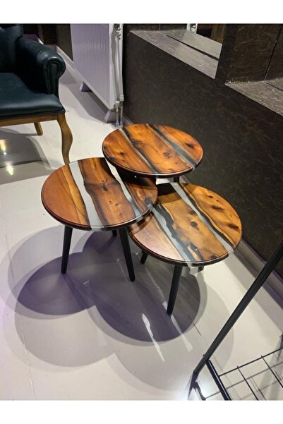 WOOD İN WONDERLAND EPOKSİ&ARDIÇ AĞACI 3 LÜ SEHPA TAKIMI