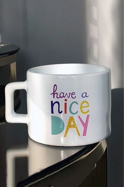 Hediyexpres فنجان شاي وقهوة مطبوع عليه عبارة "Have A Nice Day