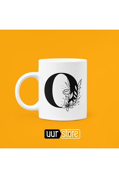 UUR STORE O Letter Printed Porcelain Mug 330ml