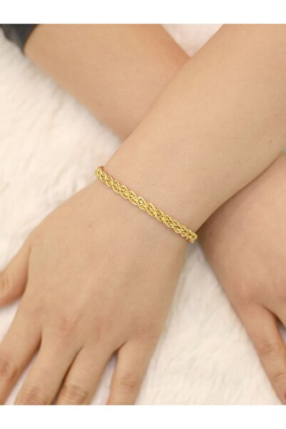 Zeynepli gold & jewelry 14 Ayar Altın Çift Sıra Halat Bileklik