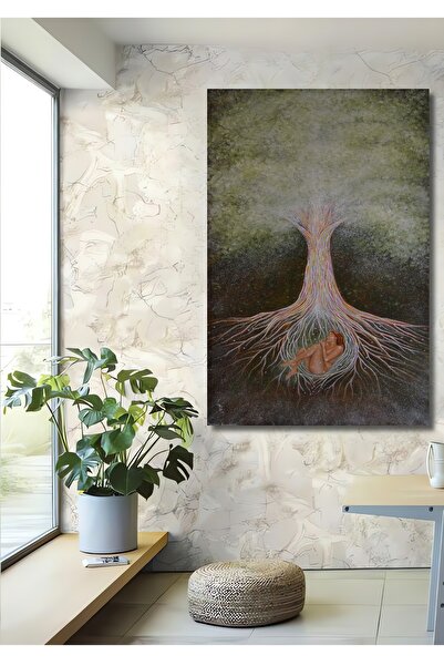 Teona Ahşap Dekoratif Dikey Yaşam Ağacı Spiritüel Sanat Duvar Tablo Ahşap Dik...