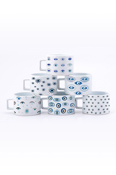 Hediyexpres Nazar Göz Tüm Yüzey Baskılı 6'lı Çay Kahve Fincanı