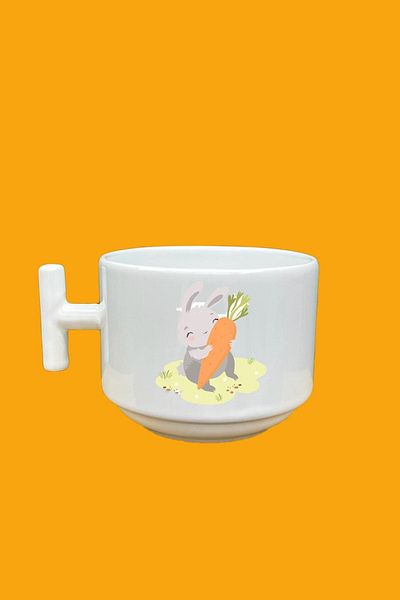 UUR STORE Carrot Eating Rabbit Printed T Mug