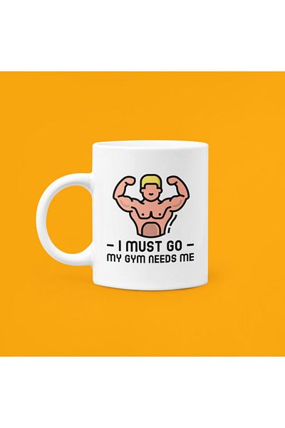 UUR STORE "I Must Go My Gym Needs Me" Printed Porcelain Mug Special for Athletes