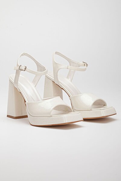 LİLLA Kadın Köşeli Platform Yüksek Kalın Topuklu Gelinlik Ayakkabısı