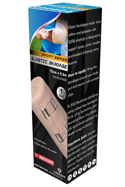 Life Care Elastik Bandaj 15 Cm X 4.5 M (GERİLMİŞ) Ten Rengi