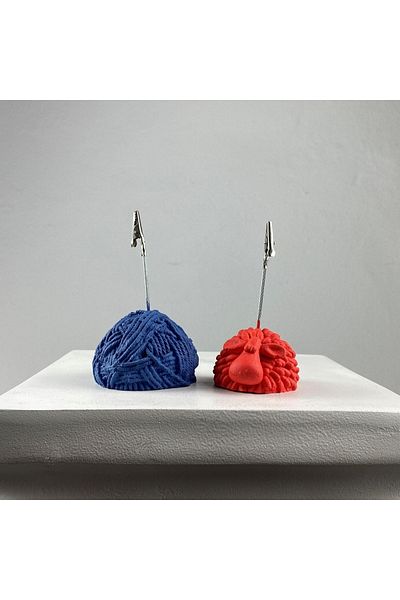 oasis decoration Gray Blue Ball Ball and Coral Lamb Note Holder Set of 2
