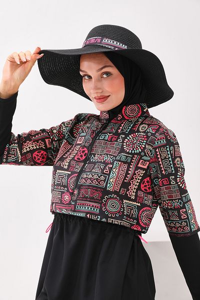 MAG FASHİON Large Size 4 Piece Full Covered Hijab Swimsuit with Gel - Burkini