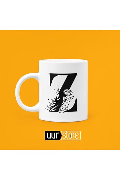 UUR STORE Letter Z Printed Porcelain Mug 330ml
