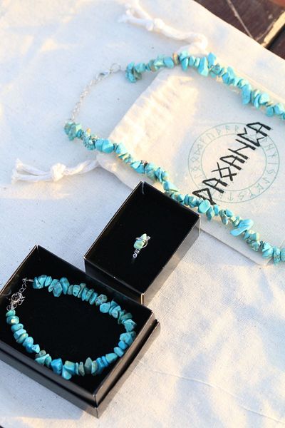 Paganca Turquoise Broken Natural Stone Spiritual Jewelry Set
