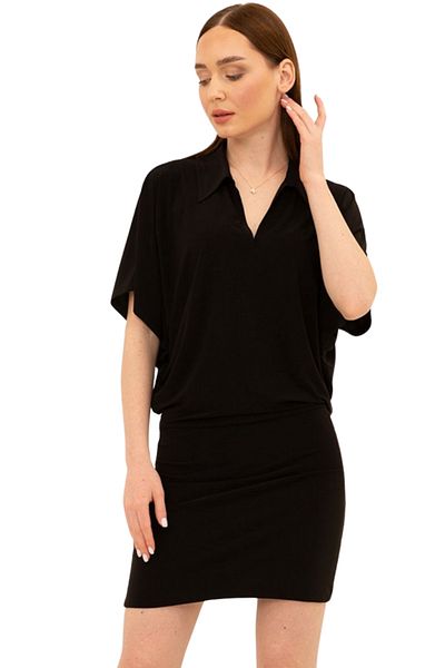 Laranor Rochie neagră cu mâneci reglabile cu guler de cămașă - Eleganță de zi și de noapte