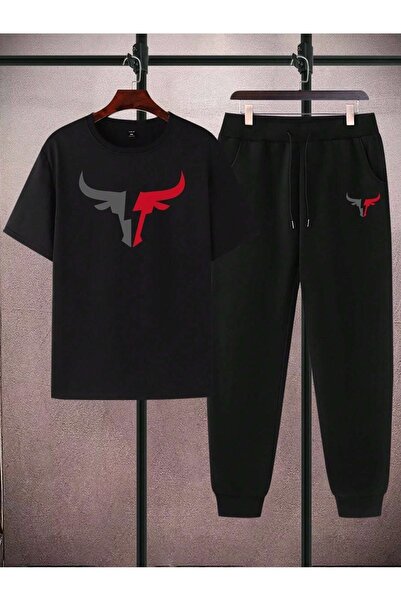 DAXİS Sportwear Company طقم بدلة رياضية مطبوعة للجنسين - تي شيرت بنطال رياضي ...