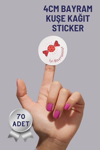 Netsan Etiket Happy Holidays Themed 4cm 70 Pieces Coated Paper Sticker