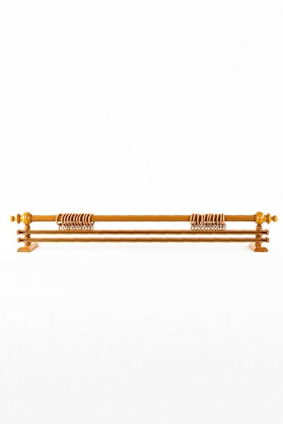 PerdejimShop Meşe Çift Raylı Ahşap Rustik Perde Askısı 125 Cm - Rustik Borusu