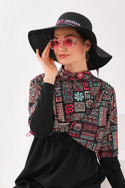 MAG FASHİON Μαγιό Hijab 3 τεμαχίων με πλισέ λεπτομέρεια - Πλήρως καλυμμένο μπουρκίνι