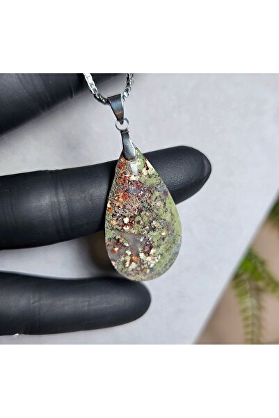 Singincraft Moss Agate - Manzara Akik - Moss Akik Doğal Taş Kolye -2- (EL YAP...