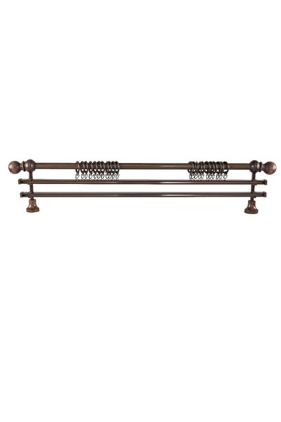 PerdejimShop Demonte Top Başlıklı Ceviz Ahşap Rustik Perde Askısı 100 Cm - Çi...