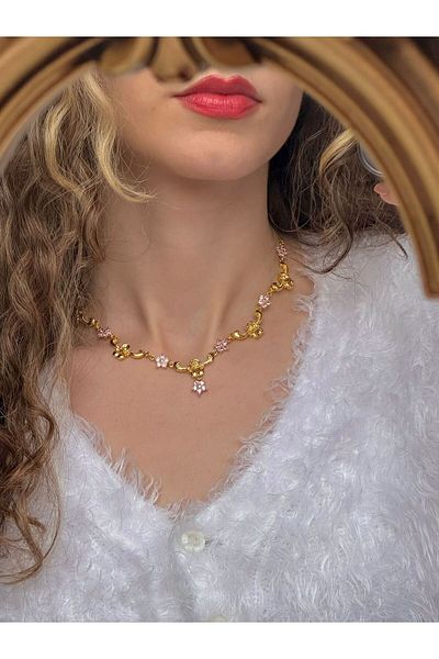 Reorah Collection Floral Nostalgia Necklace - Nostalgic Flower Necklace - Pink