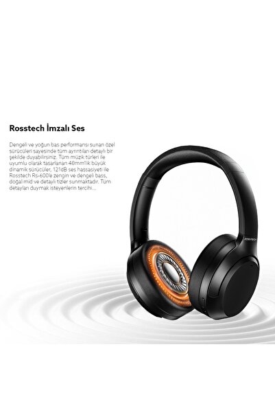 ROSSTECH Sounparty Rs-600 ANC Mikrofonlu Bluetooth 5.3 Kulaküstü Kulaklık- ANC-ENC 20 Saat Kullanım
