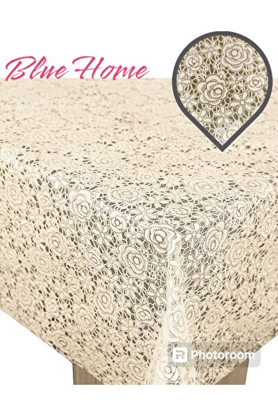Blue Home مفرش طاولة من البولي فينيل كلوريد بمظهر دانتيل لوكس - لمسة نهائية ش...