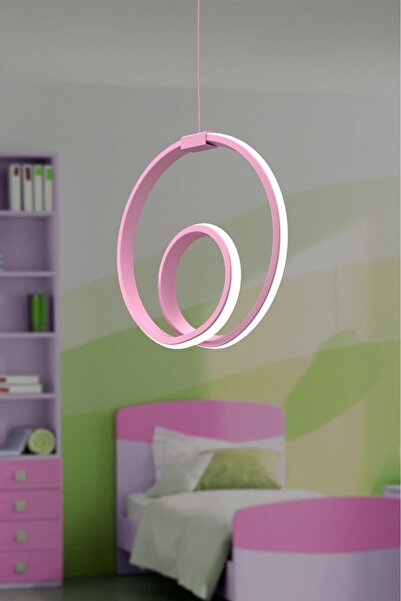 Sanctum Avize Orjin Pembe Modern Beyaz Ledli Avize Genç Çocuk Odası Avizesi