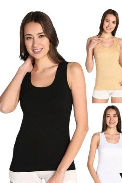 çamaşırzade Tutku Colorful Ribbed Tank Top with Thick Straps, Pack of 6