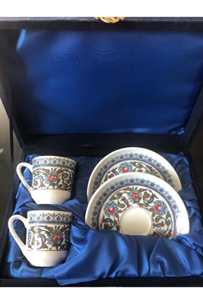 POKİ Güral Kahve Fincanı - Ikili Set - Kadife Kutulu - Güral Topkapı Serisi