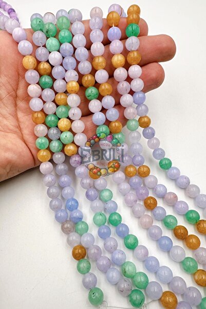 Ebruli Boncuk 8 χιλιοστά Φυσικά Χρώματα Οπάλιου Μαλακή Πέτρα Αχάτης Κοσμήματα...
