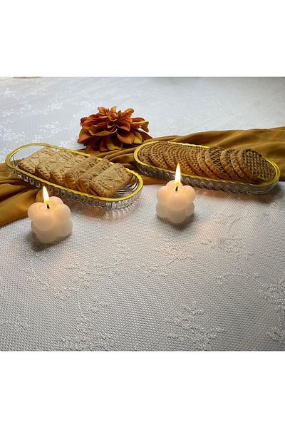 Zeryas Home Breakfast Plate - Kaveh Boat, 20/8 Cm, 2 Pieces, Gold Gilded Presentation Bowl