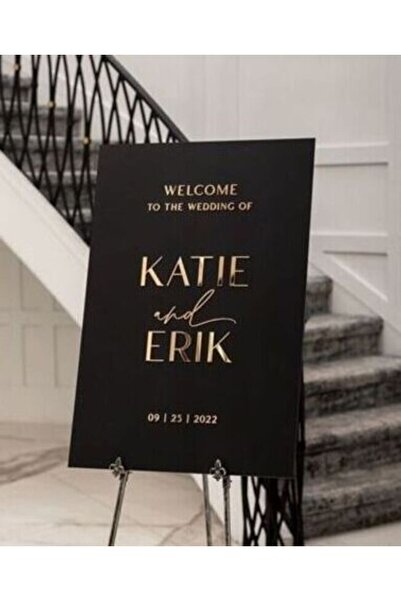 Yalova Design Karşılama Panosu Nişan & Düğün Dekoratif Siyah Karşılama Panosu...