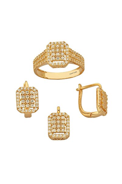 ÇGK KUYUMCULUK Taşlı Altın Üçlü Set Takım