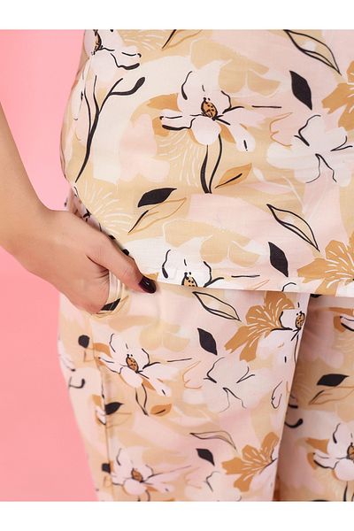 Sanskrutihomes By Styli Cotton Floral Print Shirt & Pyjama Set