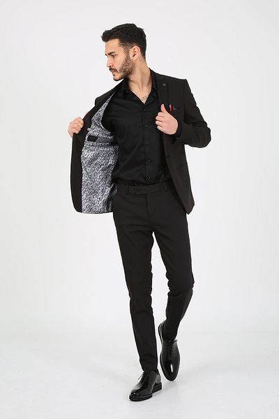 ACTUAL Shiny Black Men's Suit - 26prd-1