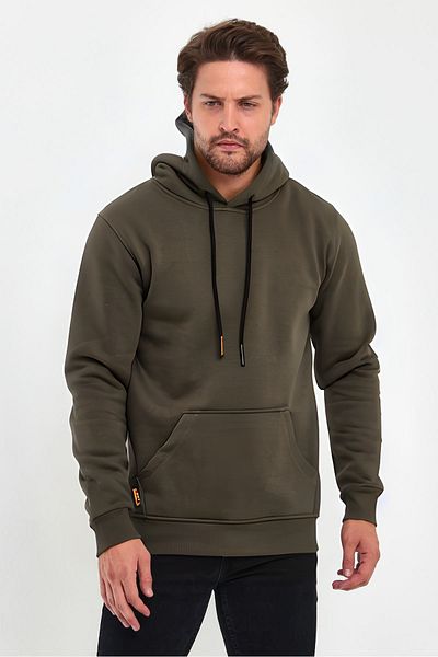 BayBayan Мъжки суитшърт Oversize - Джоб тип кенгуру, Памучен отвътре, Релеф