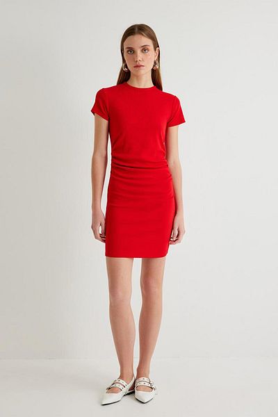 Koton Mini Pencil Dress - Short Sleeve, Crew Neck 4sak80061pk