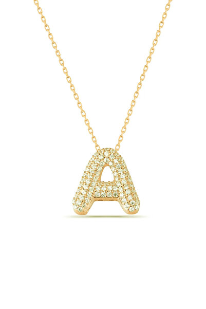 Sahira Jewelry A Harfi Zirkon Taşlı 14 K Altın Kaplama Kadın Kolye