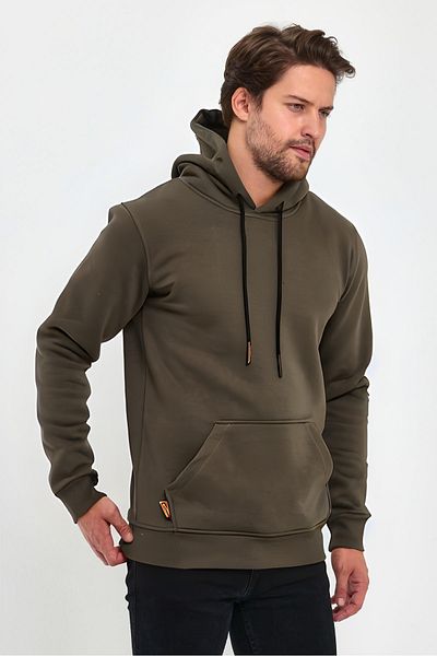 BayBayan Мъжки суитшърт Oversize - Джоб тип кенгуру, Памучен отвътре, Релеф