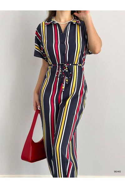 rengamoda Colorful Viscose Women's Jumpsuit - Button Detailed Woven (Colored)
