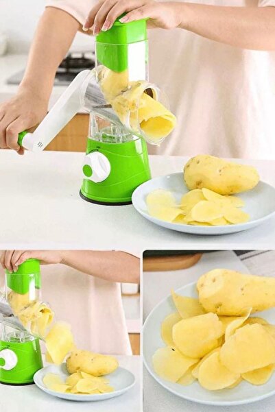 Genel Markalar 3 Başlıklı Pratik Sebze & Mevye Doğrayıcı Patates Cips Yapma M...